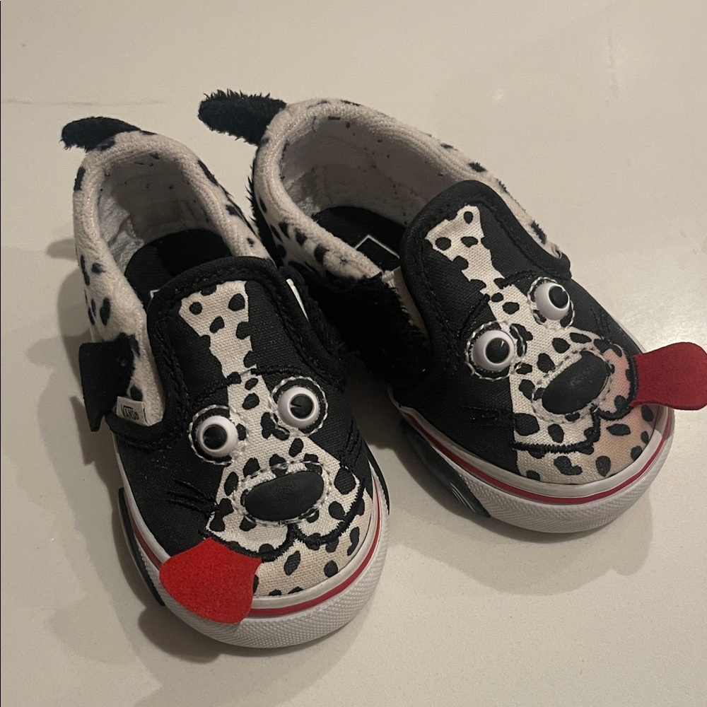 As is Vans Black and White Dalmatian Kids Slip-On Shoes baby/toddler 4
